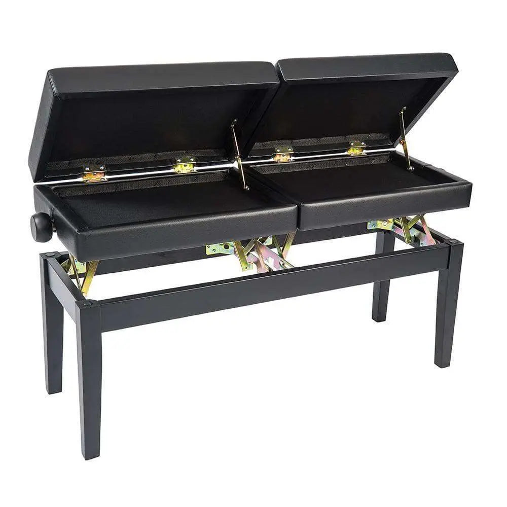 Kinsman Double Adjustable Piano Bench with Storage – Satin Black - Richards Guitars Of Stratford Upon Avon