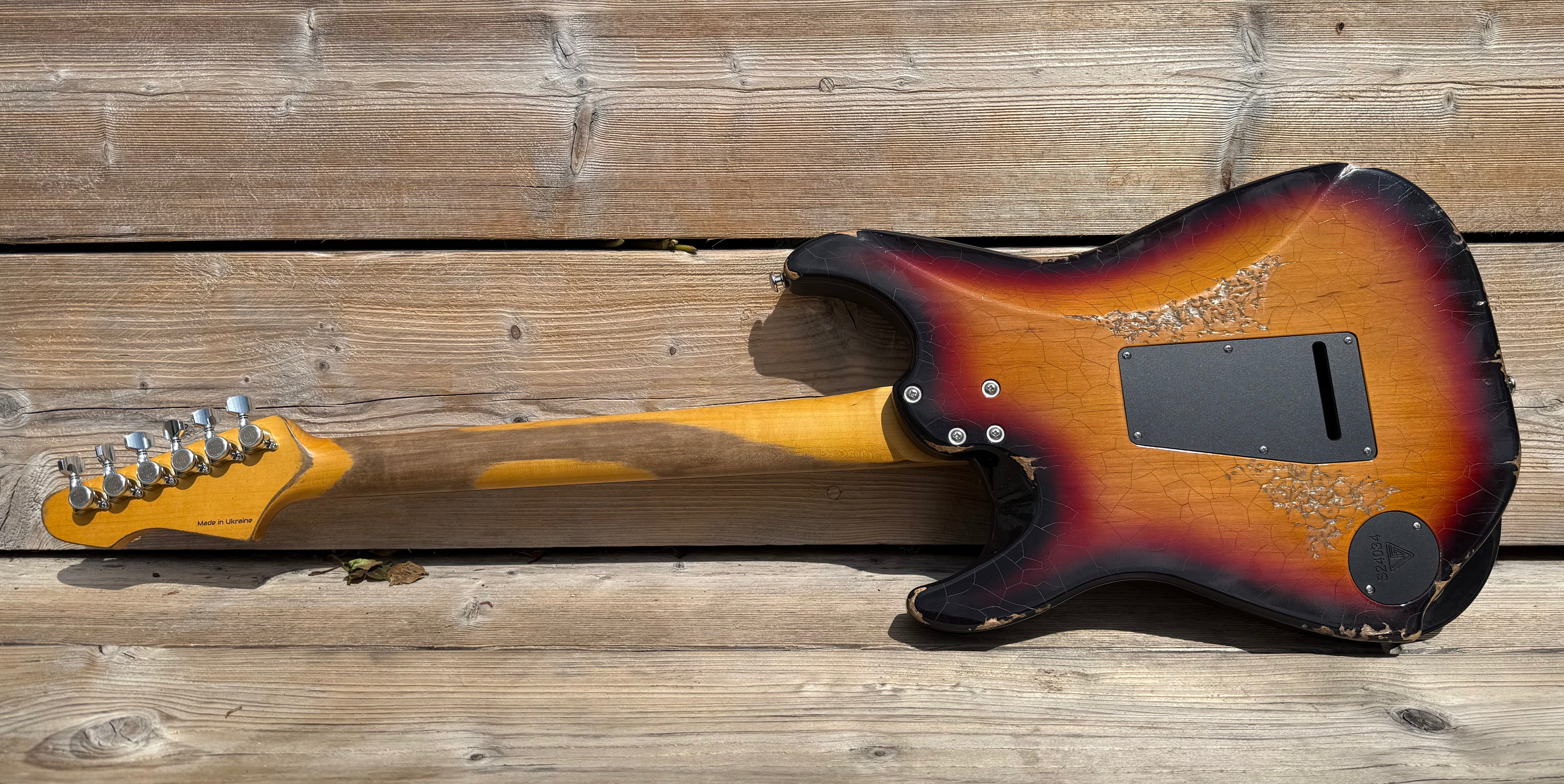 Valiant Soothsayer Distressed Vintage Burst W' Stainless Steel Fret Upgrade, Electric Guitar for sale at Richards Guitars.