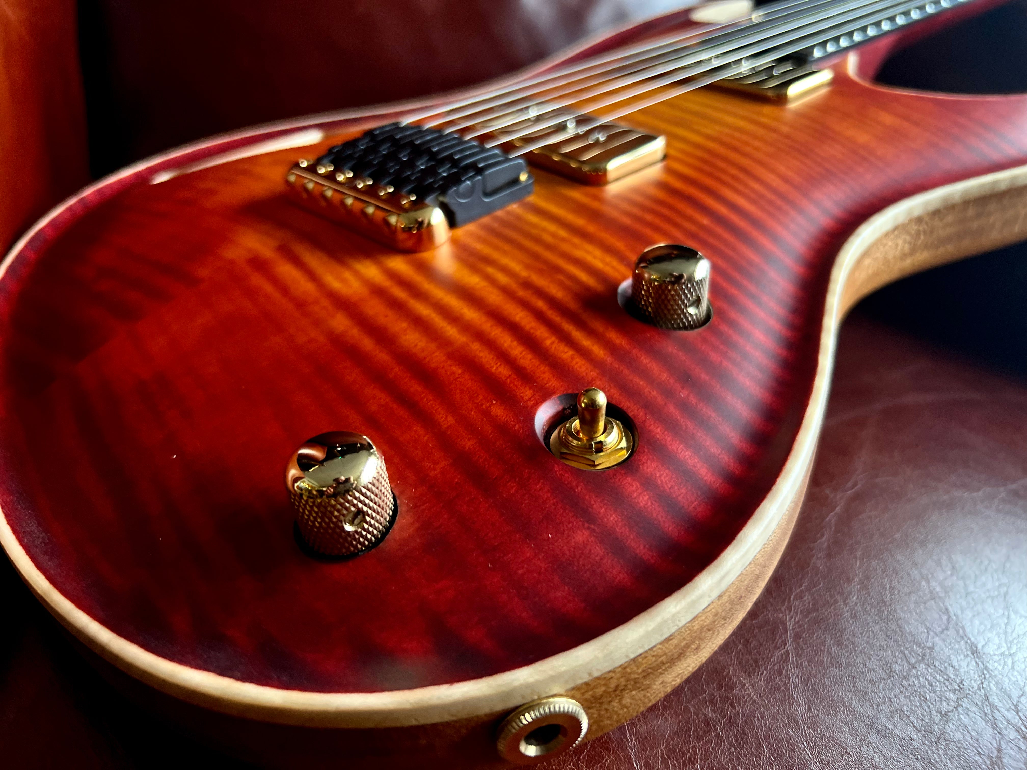 Valenti Nebula Carved Semi Hollow P90 Vintage Cherry Burst, Electric Guitar for sale at Richards Guitars.