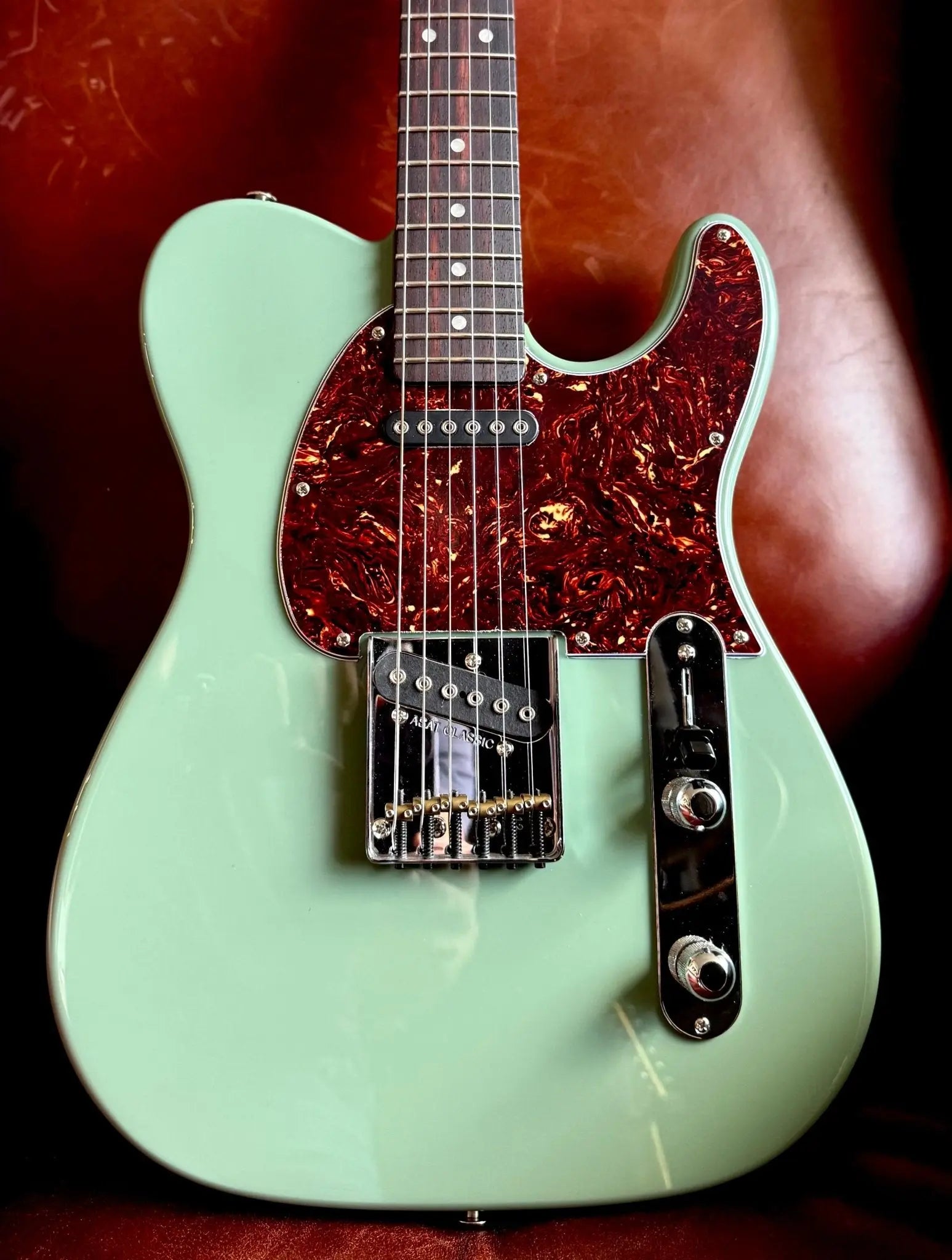 G&L Fullerton Deluxe ASAT Classic Matcha Green over Alder w' Deluxe Gigbag - Richards Guitars Of Stratford Upon Avon