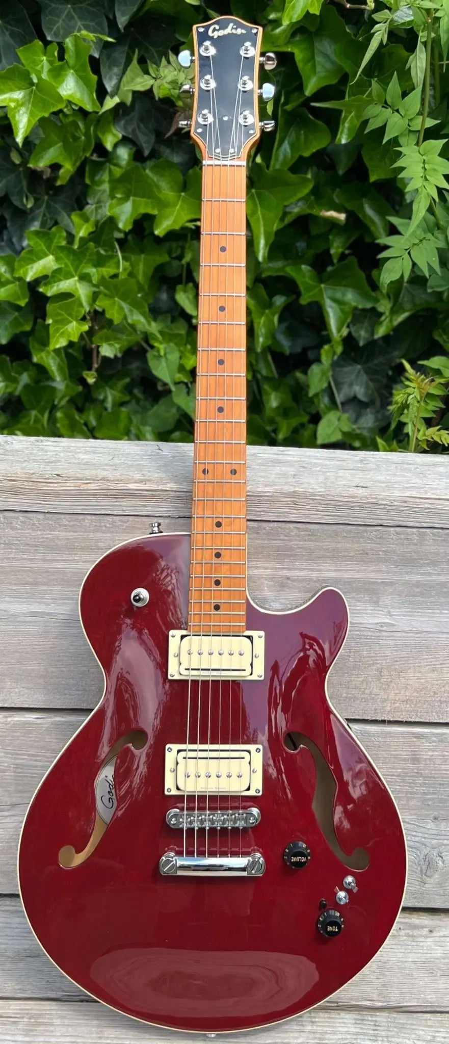 Godin Montreal Premiere Pro Semi - Acoustic Guitar ~ Aztek Red - Richards Guitars Of Stratford Upon Avon