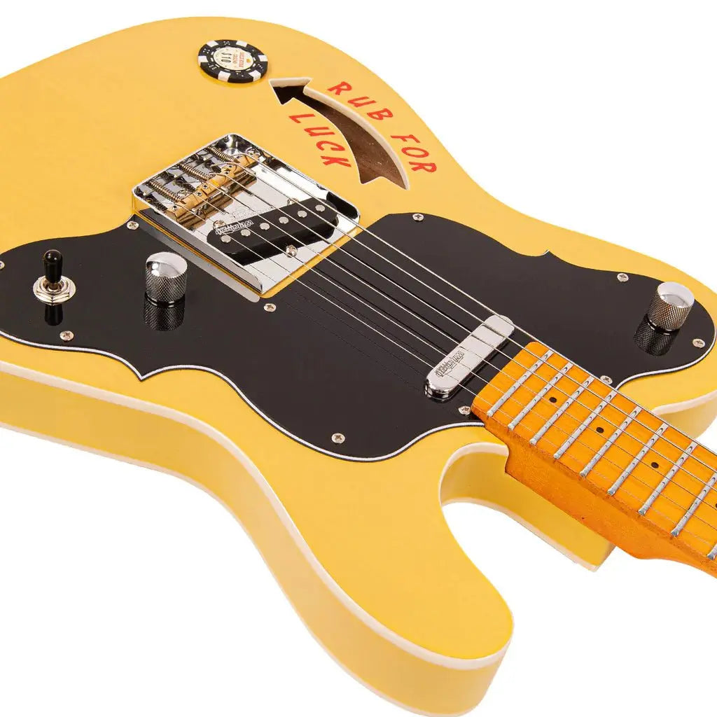 Joe Doe 'Gambler' Electric Guitar by Vintage ~ Butterscotch with Case - Richards Guitars Of Stratford Upon Avon