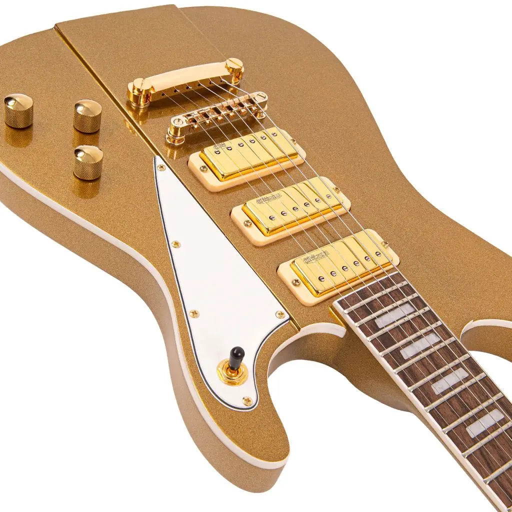 Joe Doe 'Gas Jockey' Electric Guitar by Vintage ~ Sparkling Gold Sand with Case - Richards Guitars Of Stratford Upon Avon