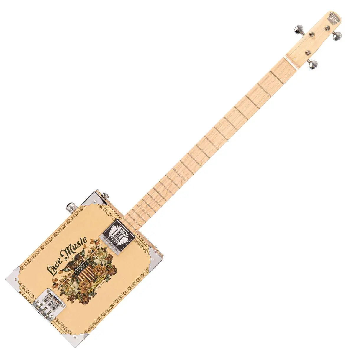 Lace Cigar Box Electric Guitar ~ 3 String ~ Americana - Richards Guitars Of Stratford Upon Avon