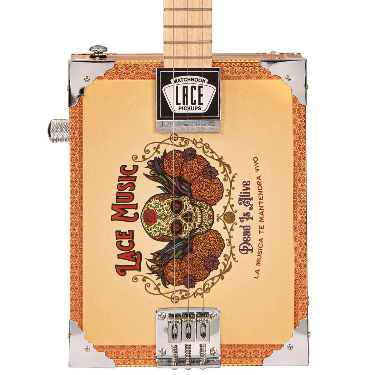 Lace Cigar Box Electric Guitar ~ 3 String ~ Dead Is Alive - Richards Guitars Of Stratford Upon Avon