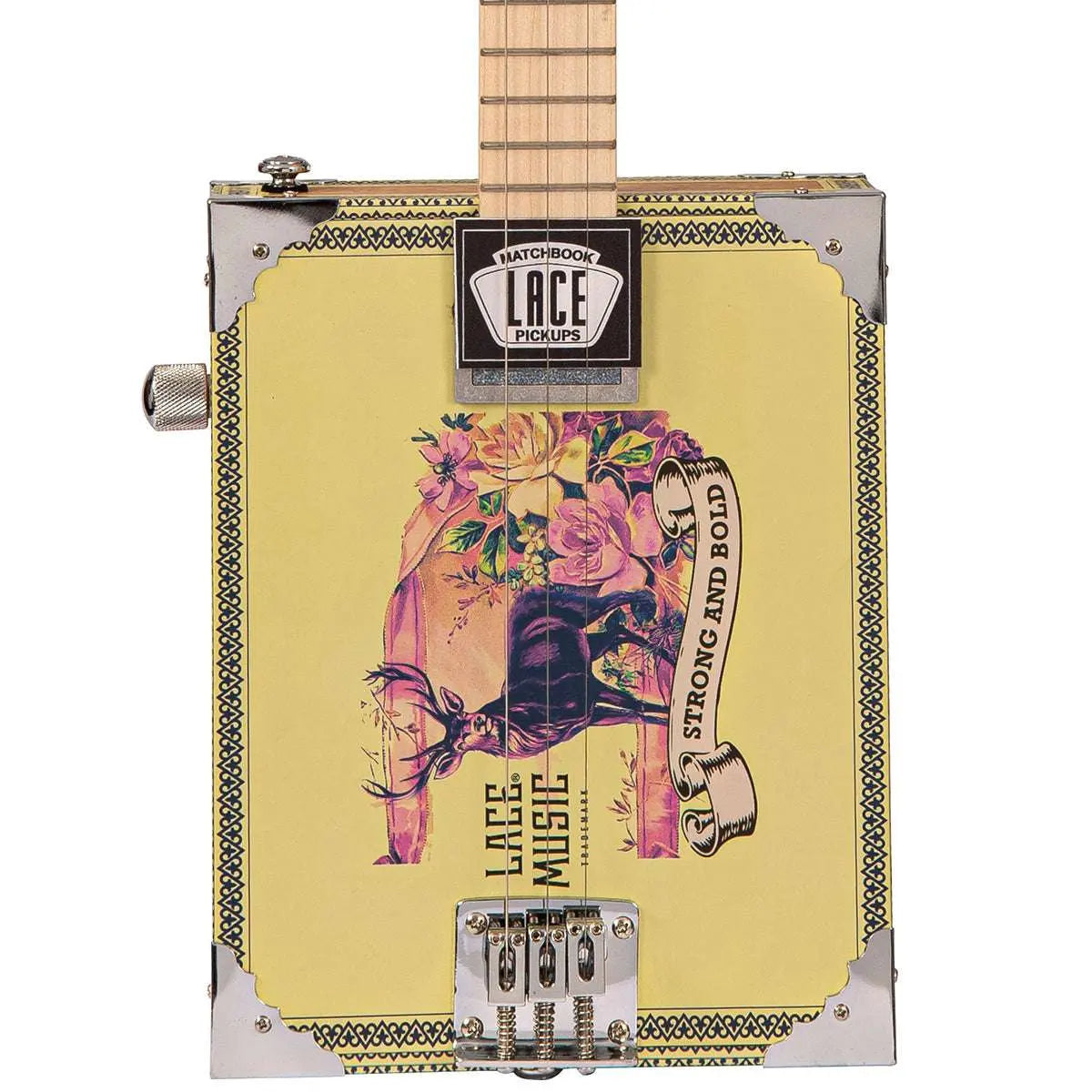 Lace Cigar Box Electric Guitar ~ 3 String ~ Deer Crossing - Richards Guitars Of Stratford Upon Avon