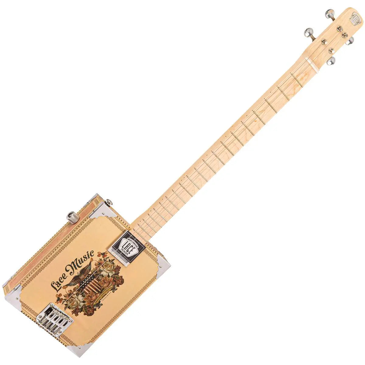 Lace Cigar Box Electric Guitar ~ 4 String ~ Americana - Richards Guitars Of Stratford Upon Avon