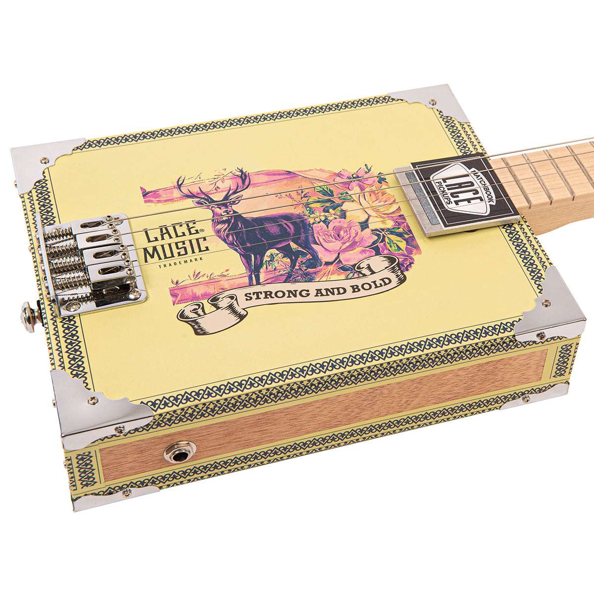 Lace Cigar Box Electric Guitar ~ 4 String ~ Deer Crossing - Richards Guitars Of Stratford Upon Avon