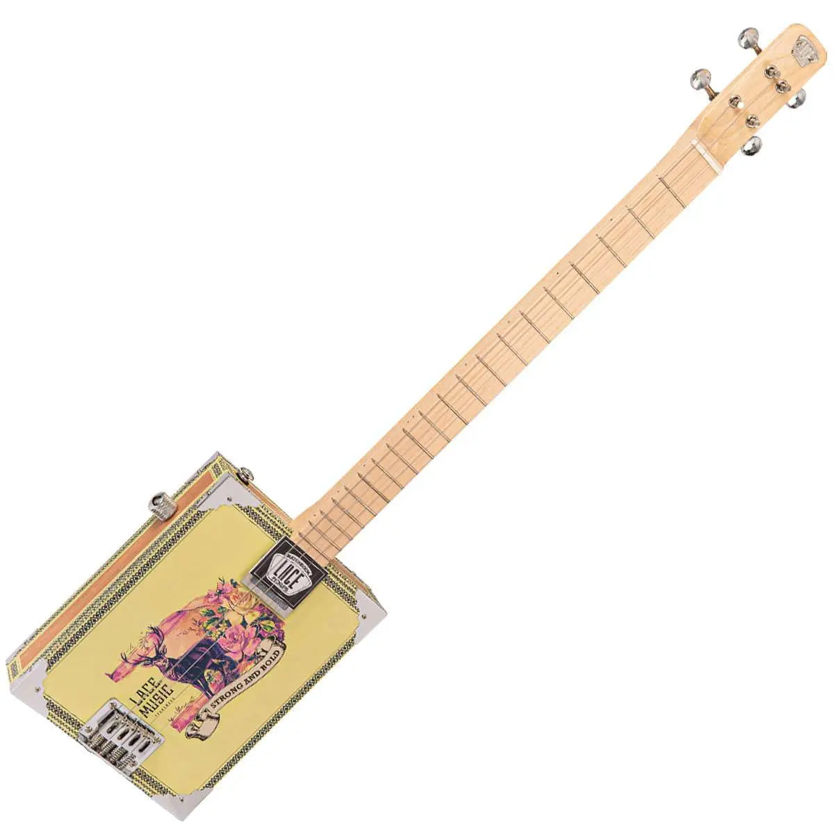 Lace Cigar Box Electric Guitar ~ 4 String ~ Deer Crossing - Richards Guitars Of Stratford Upon Avon