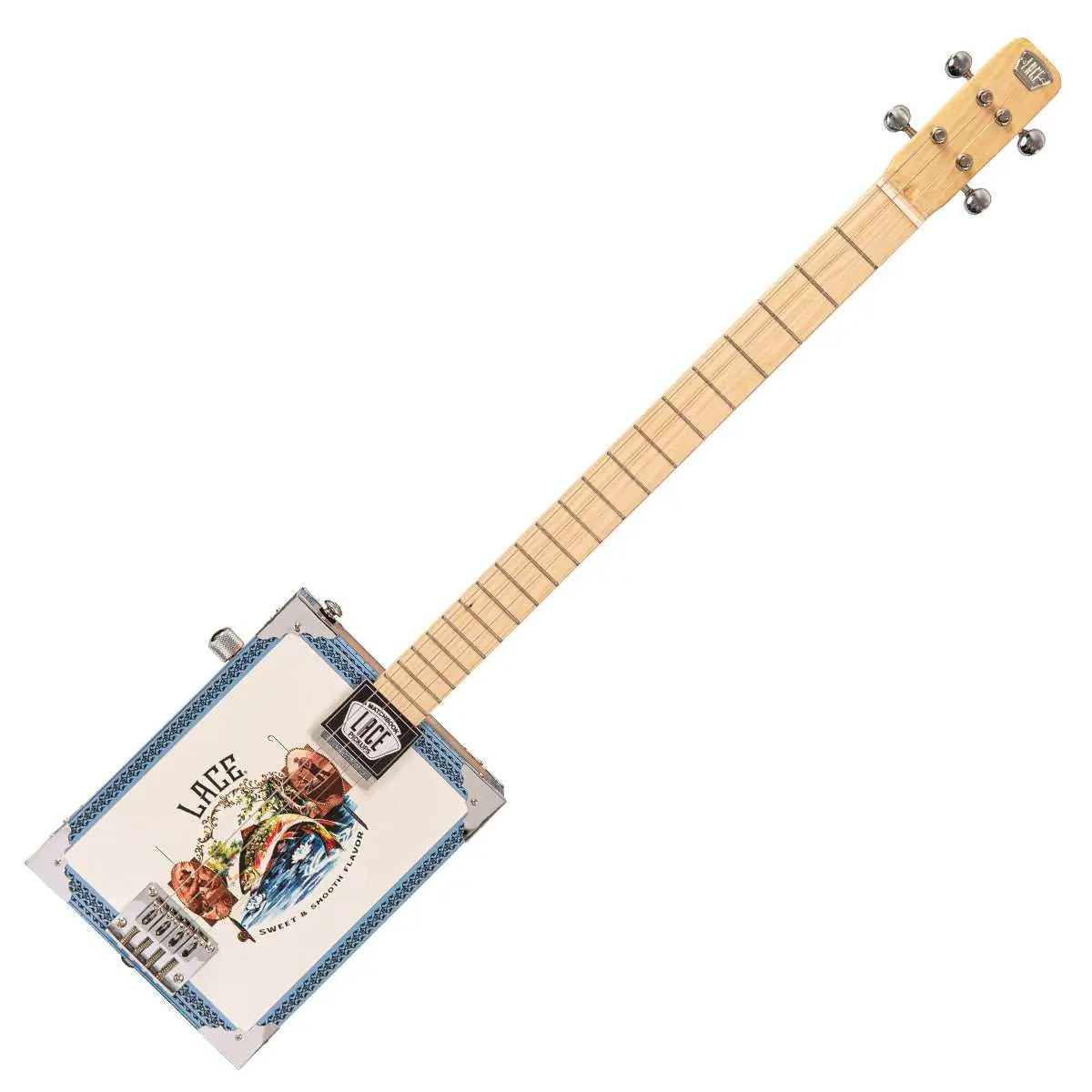 Lace Cigar Box Electric Guitar ~ 4 String ~ Gone Fishin' - Richards Guitars Of Stratford Upon Avon