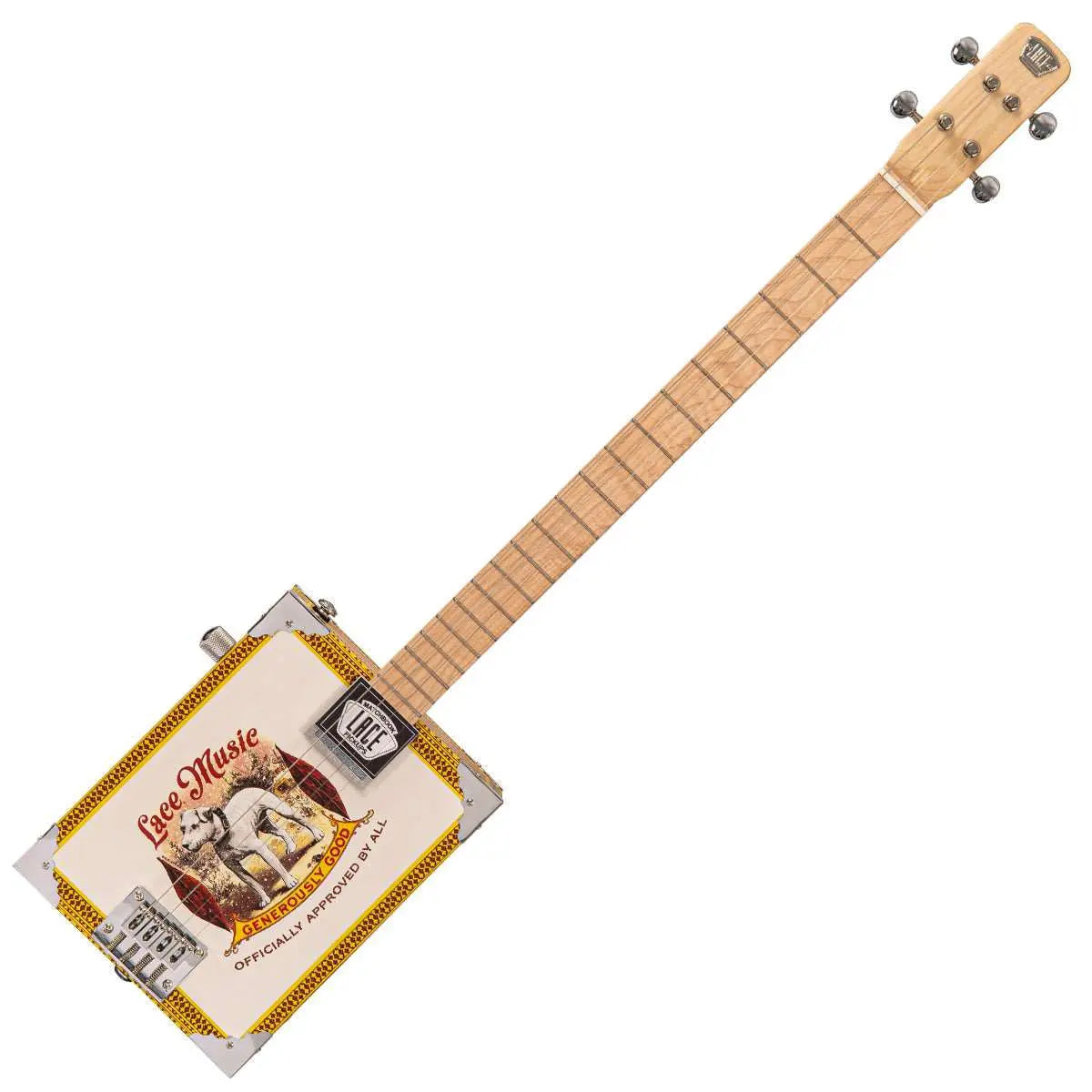 Lace Cigar Box Electric Guitar ~ 4 String ~ Pero Pup - Richards Guitars Of Stratford Upon Avon