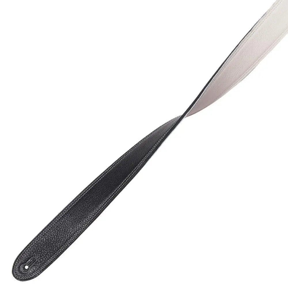 Perri's Deluxe Reversible Italian Leather Guitar Strap ~ Black/White - Richards Guitars Of Stratford Upon Avon