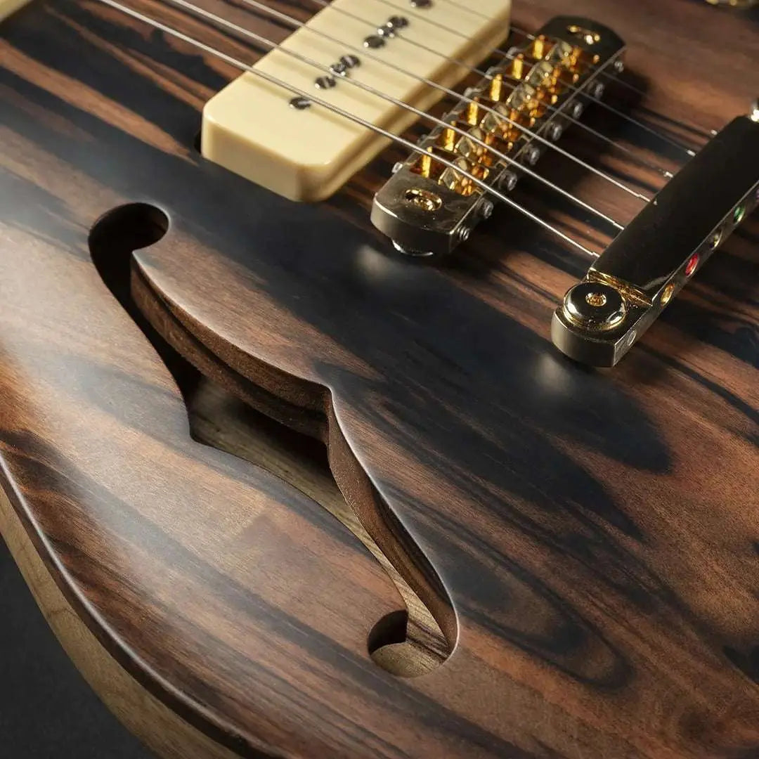 Valenti Carved Semi Hollow Nebula Solid Figured Ebony - Richards Guitars Of Stratford Upon Avon