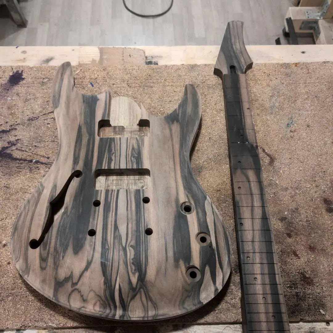 Valenti Carved Semi Hollow Nebula Solid Figured Ebony - Richards Guitars Of Stratford Upon Avon