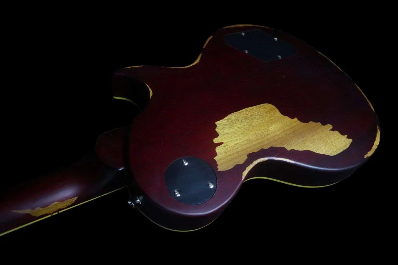 Vintage LV100MRPGM Left Hand Distressed 'Lemon Drop' with Distressed Finish - Richards Guitars Of Stratford Upon Avon