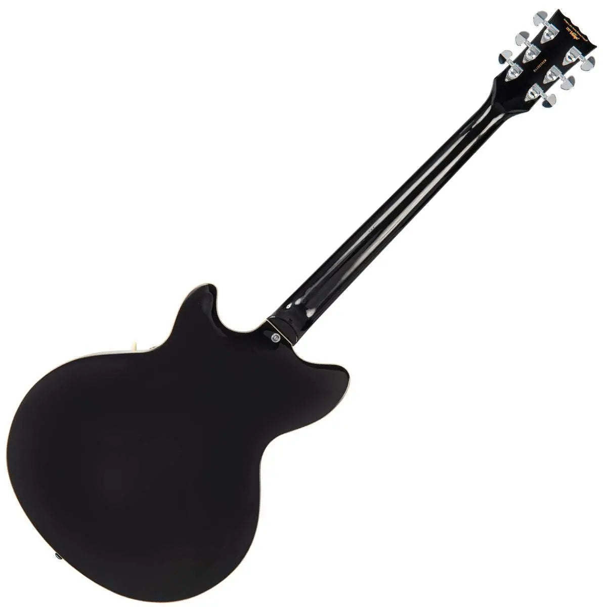 Vintage REVO Series 'Custom Supreme Baritone VI' Semi - Acoustic Guitar ~ Boulevard Black - Richards Guitars Of Stratford Upon Avon