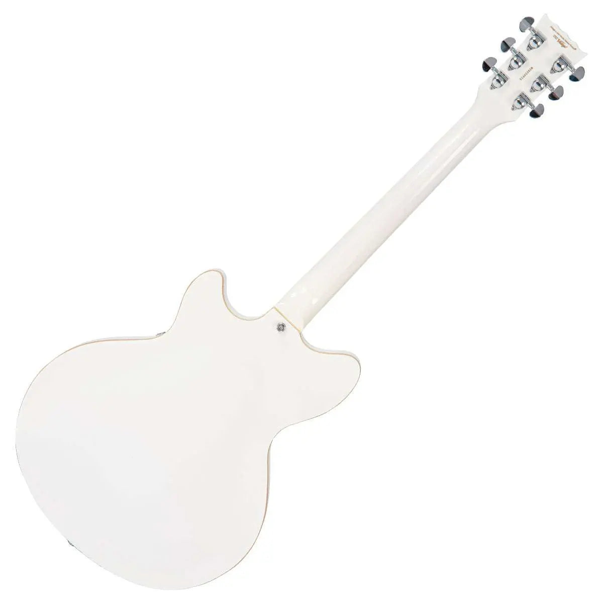 Vintage REVO Series 'Custom Supreme' Semi - Acoustic Guitar ~ Arctic White - Richards Guitars Of Stratford Upon Avon