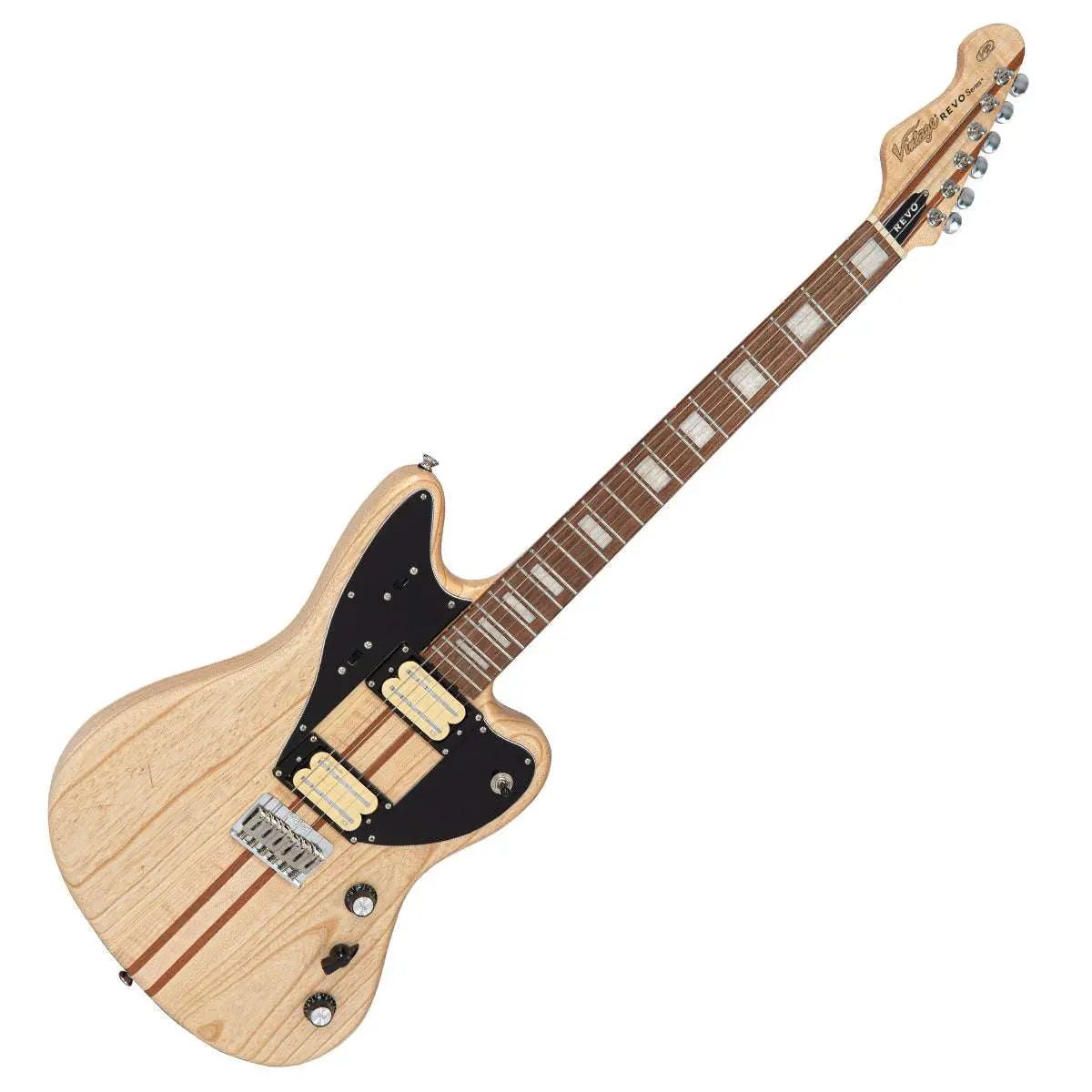 Vintage REVO Series 'Integra' Electric Guitar ~ Satin Natural - Richards Guitars Of Stratford Upon Avon