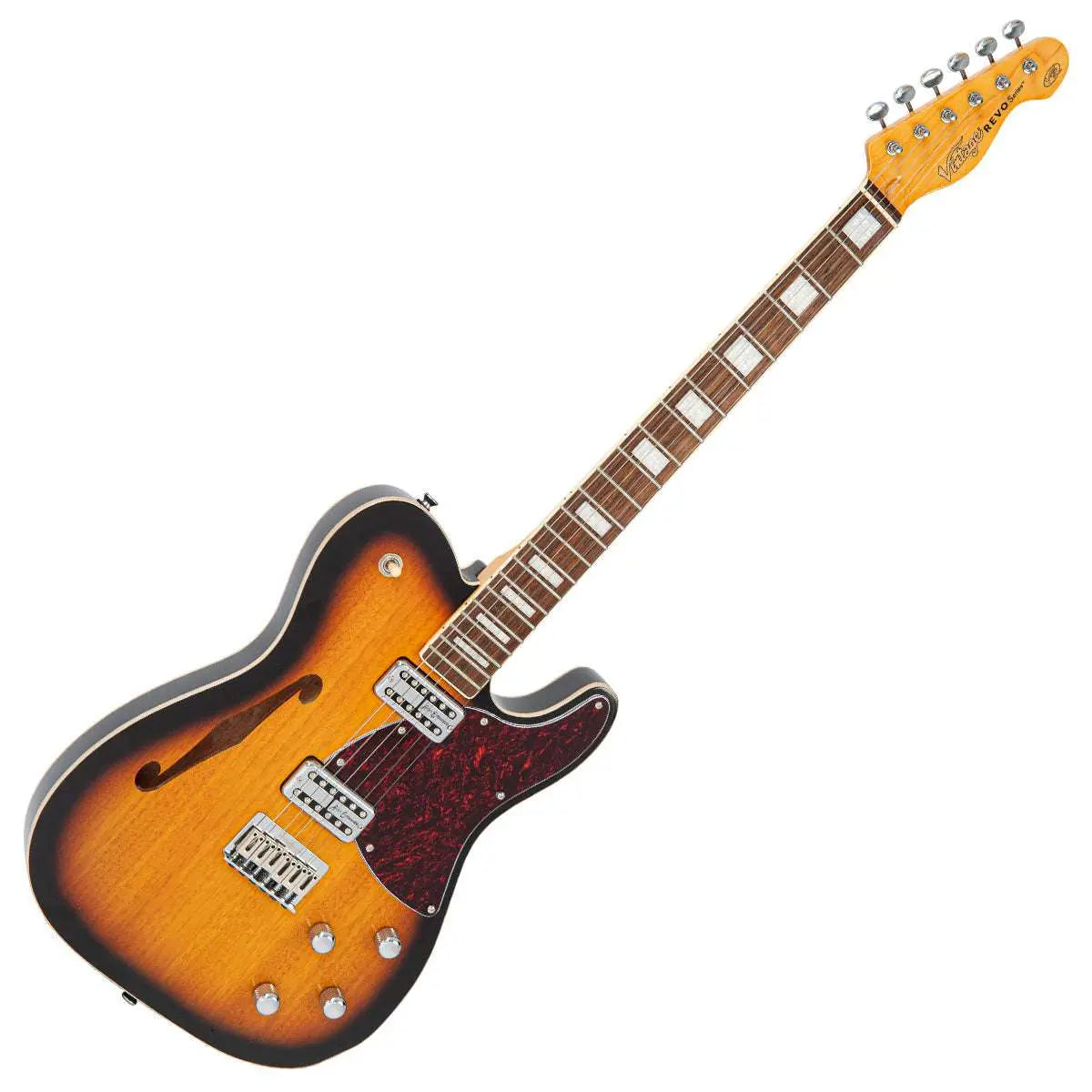 Vintage REVO Series 'Midline' Electric Guitar ~ Two - Tone Sunburst - Richards Guitars Of Stratford Upon Avon
