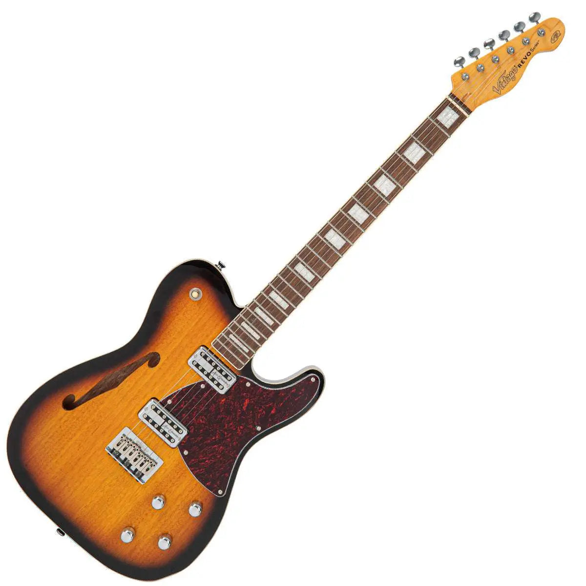 Vintage REVO Series 'Midline' Electric Guitar ~ Two - Tone Sunburst - Richards Guitars Of Stratford Upon Avon
