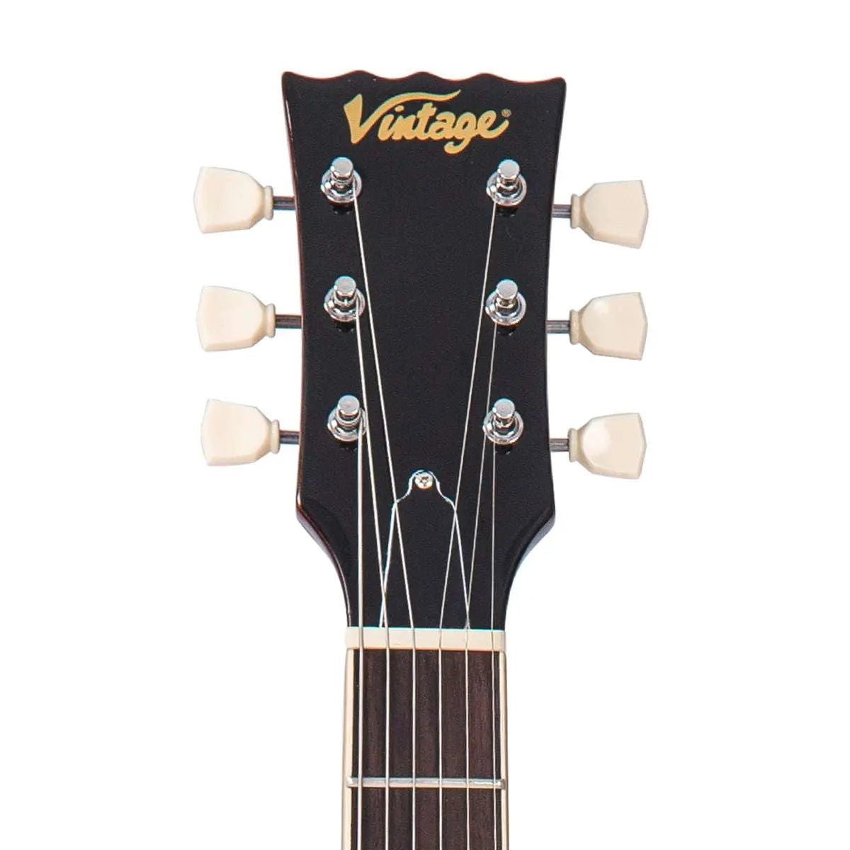 Vintage V100AMB ReIssued Electric Guitar w/Bigsby ~ Flamed Amber - Richards Guitars Of Stratford Upon Avon