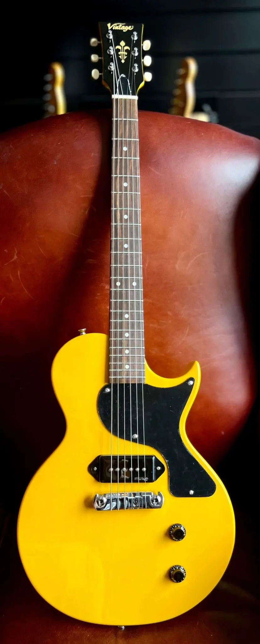 Vintage V120TVY ReIssued Electric Guitar ~ TV Yellow - Richards Guitars Of Stratford Upon Avon