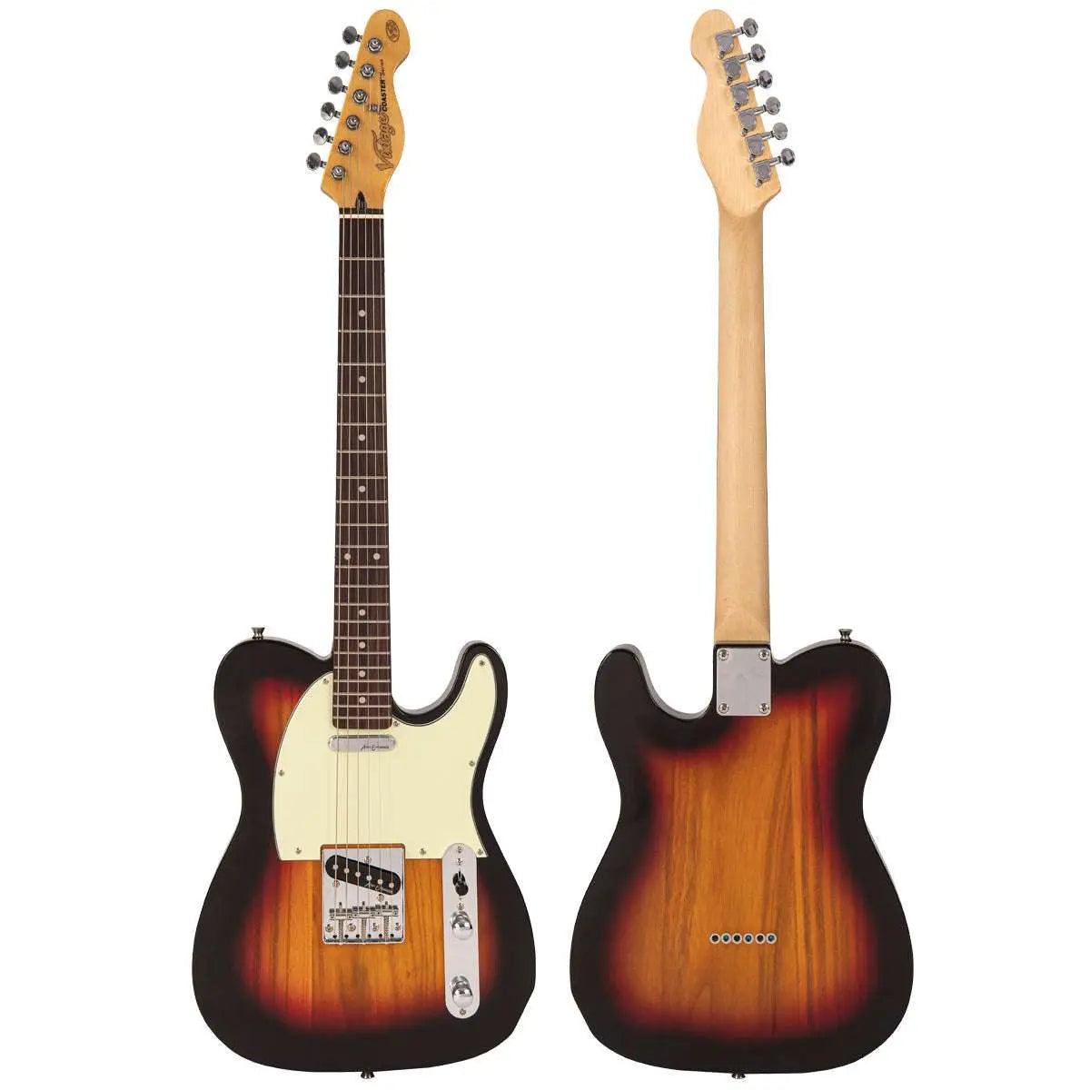 Vintage V20 Coaster Series Electric Guitar ~ 3 Tone Sunburst - Richards Guitars Of Stratford Upon Avon