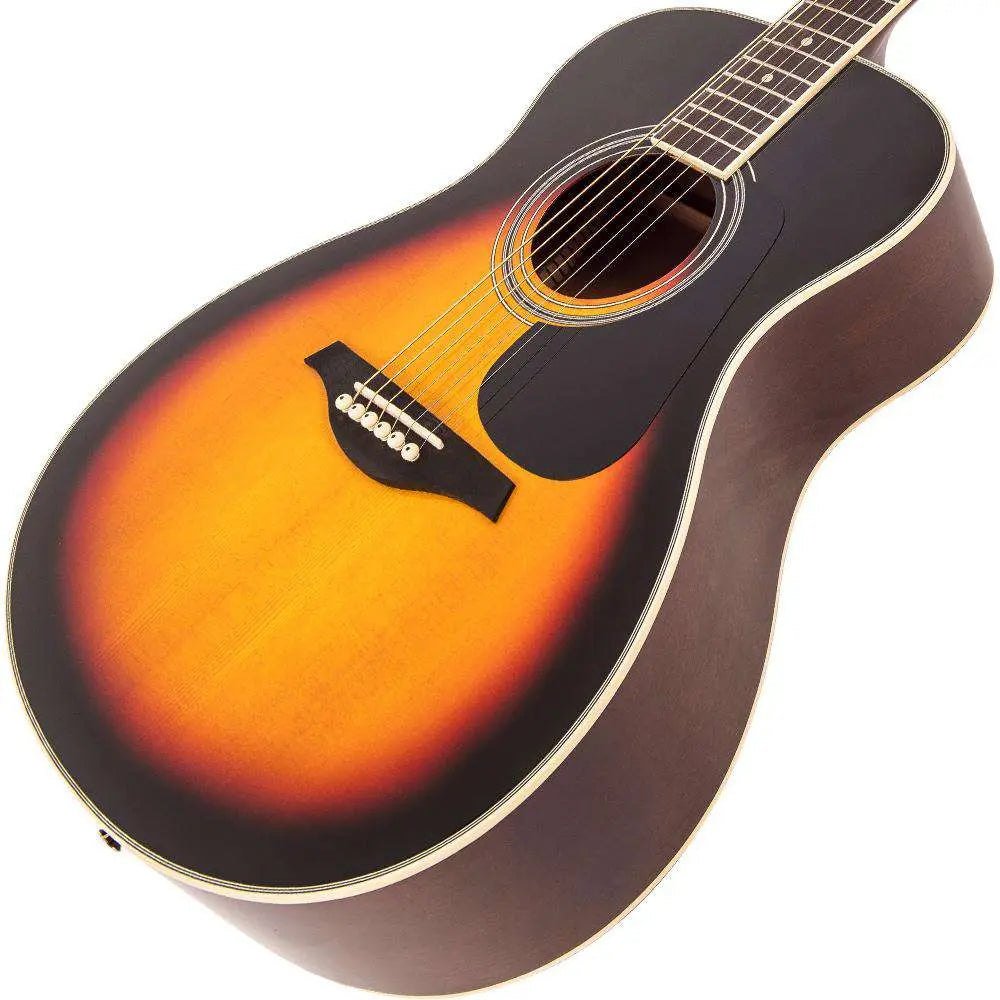 Vintage V300 Acoustic Folk Guitar ~ Vintage Sunburst - Richards Guitars Of Stratford Upon Avon