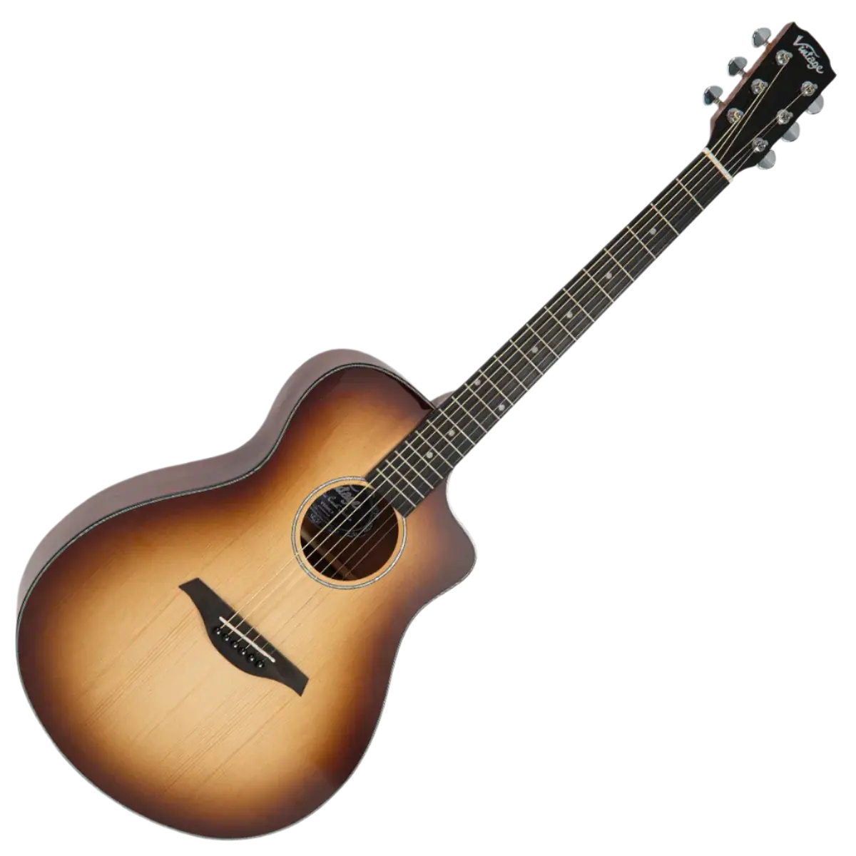 Vintage V300CA Pacific Coast Series Cappuchino Burst Electro - Acoustic Guitar - Richards Guitars Of Stratford Upon Avon