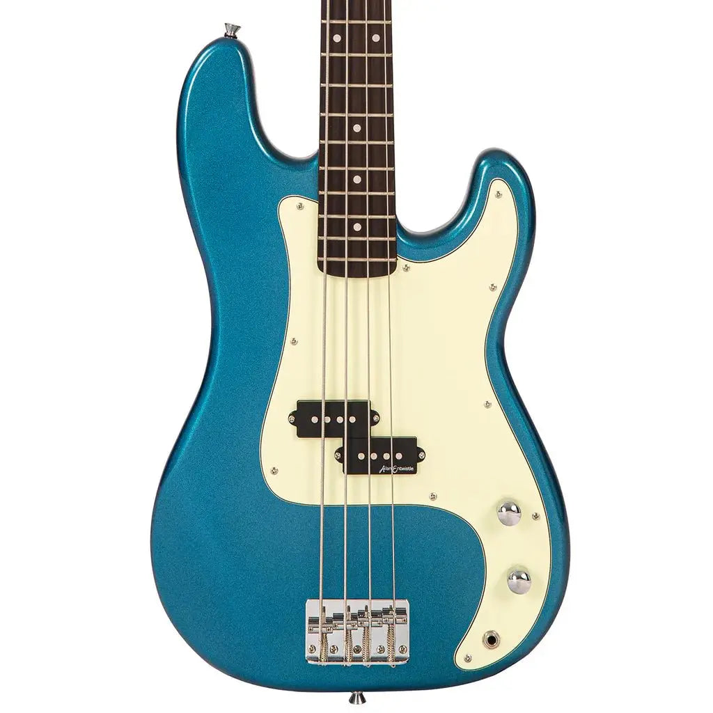 Vintage V40 Coaster Series Bass Guitar ~ Candy Apple Blue - Richards Guitars Of Stratford Upon Avon
