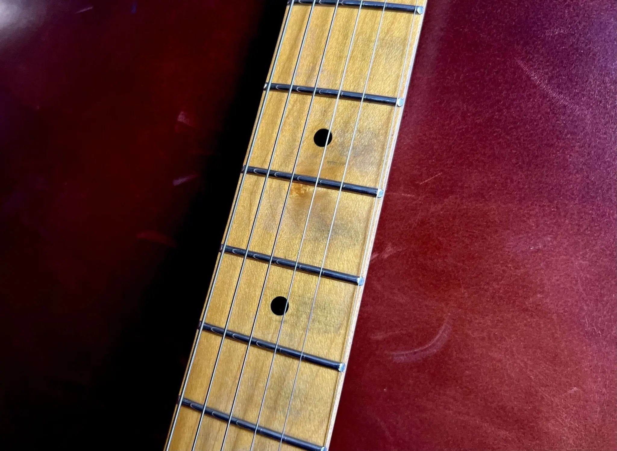 Vintage* V52MRBS Distressed Butterscotch Electric Guitar - Richards Guitars Of Stratford Upon Avon