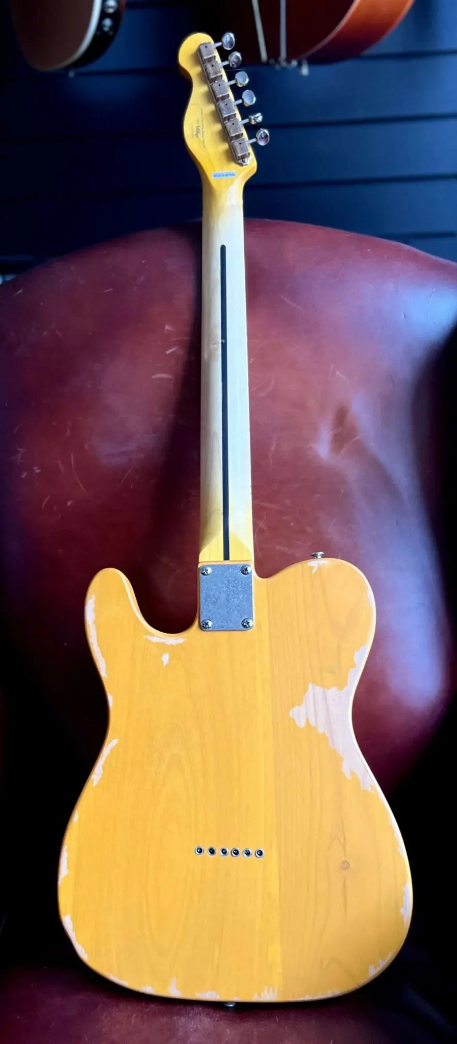 Vintage* V52MRBS Distressed Butterscotch Electric Guitar - Richards Guitars Of Stratford Upon Avon