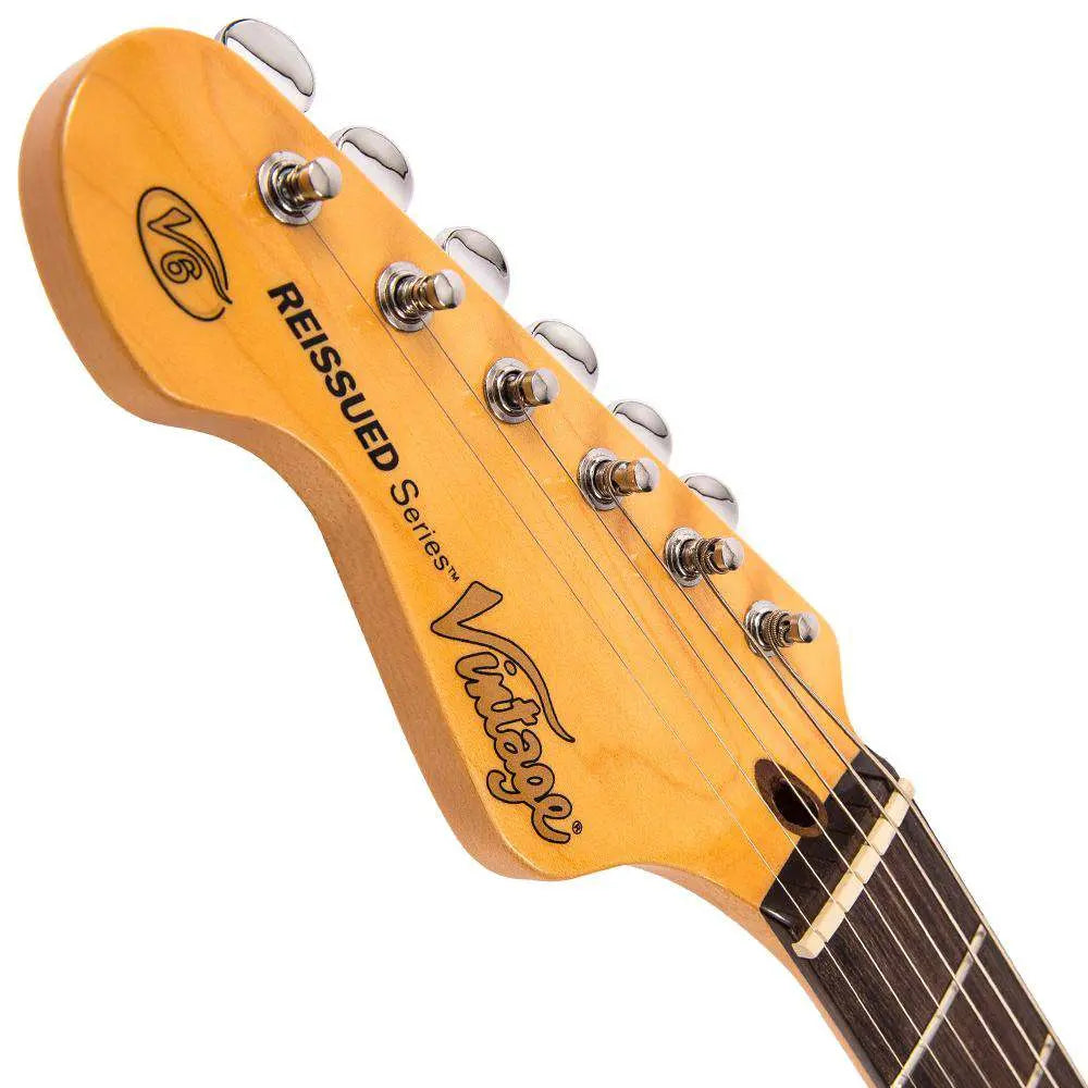 Vintage V6 ReIssued Electric Guitar ~ Left Hand Sunset Sunburst - Richards Guitars Of Stratford Upon Avon