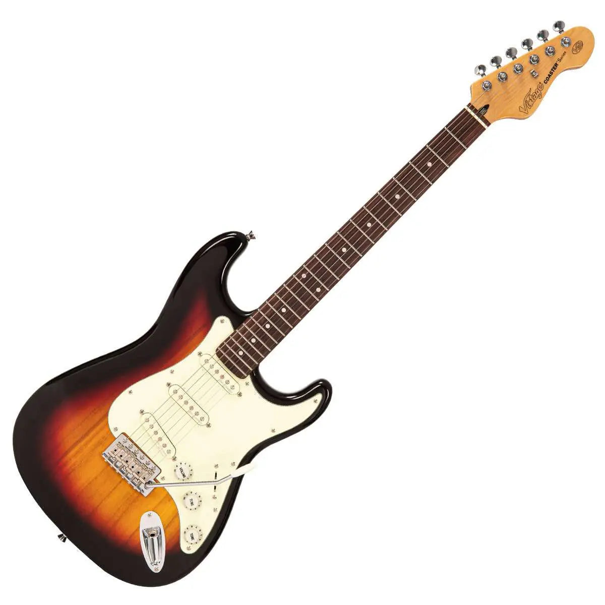 Vintage V60 Coaster Series Electric Guitar ~ 3 Tone Sunburst - Richards Guitars Of Stratford Upon Avon