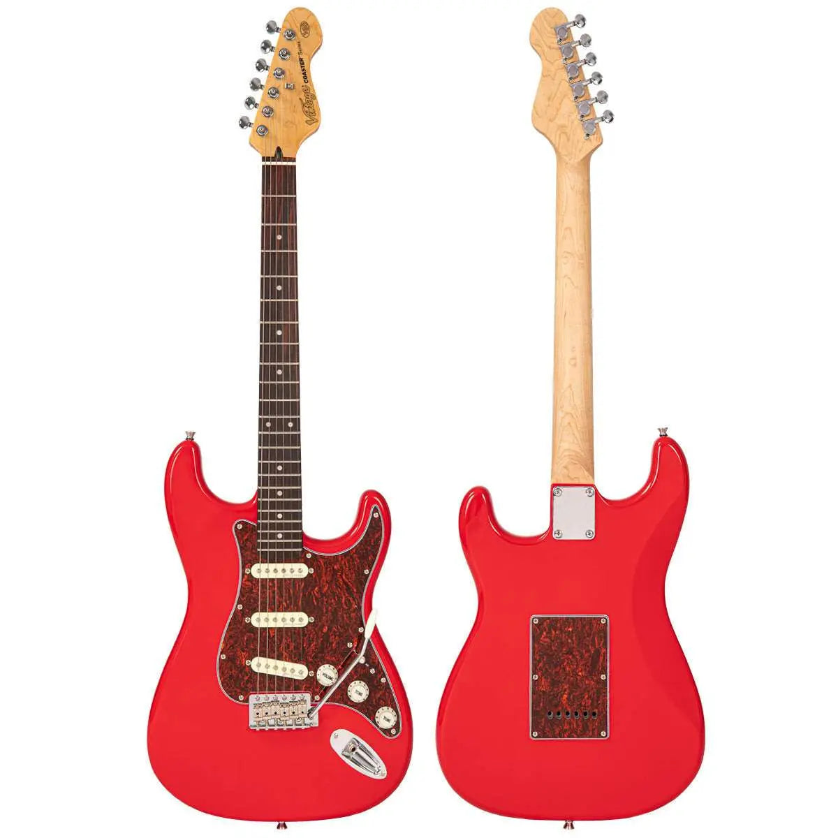 Vintage V60 Coaster Series Electric Guitar Pack ~ Gloss Red - Richards Guitars Of Stratford Upon Avon
