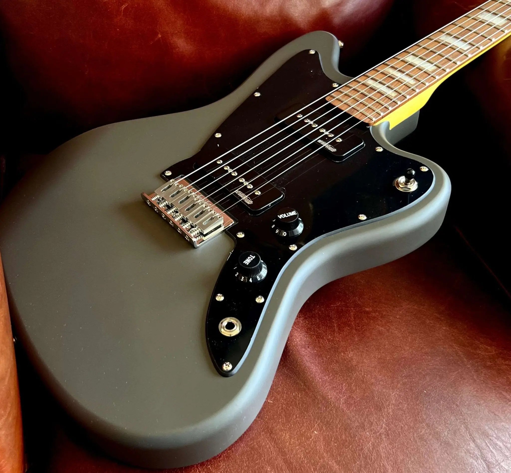 Vintage V65H GYReIssued Hard Tail Electric Guitar ~ Satin Grey - Richards Guitars Of Stratford Upon Avon