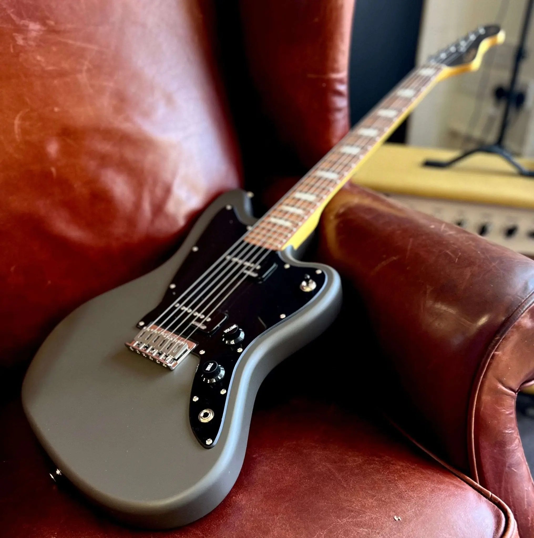 Vintage V65H GYReIssued Hard Tail Electric Guitar ~ Satin Grey - Richards Guitars Of Stratford Upon Avon