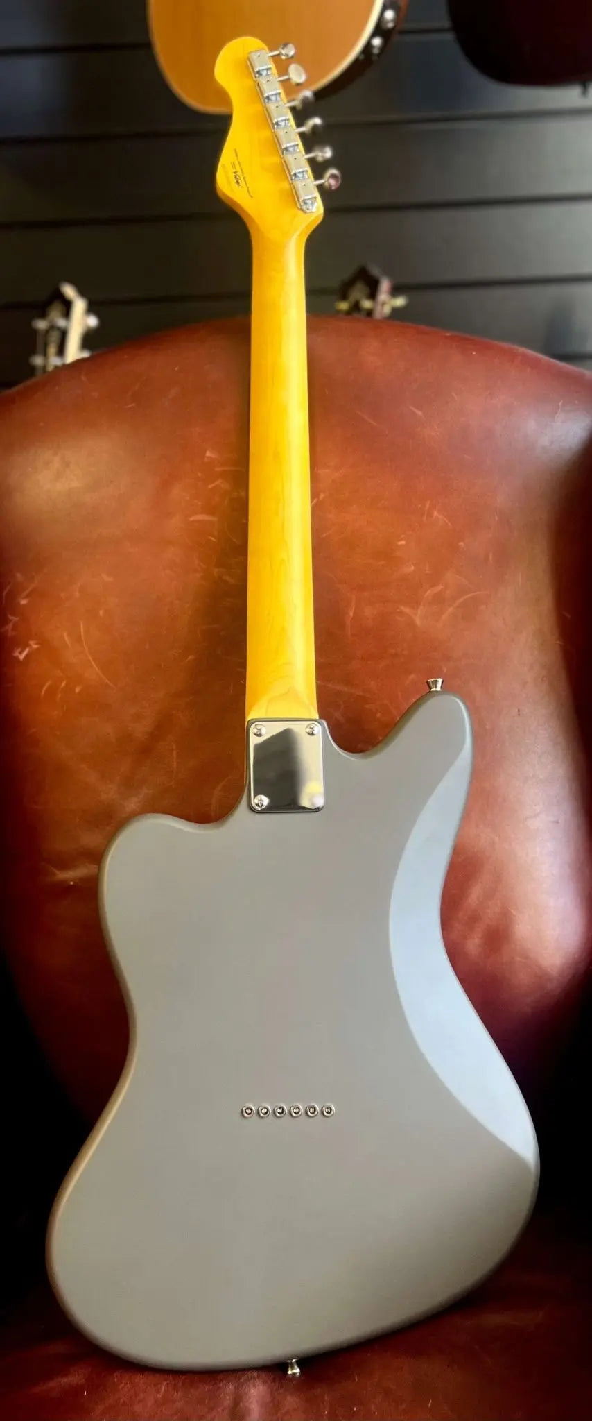 Vintage V65H GYReIssued Hard Tail Electric Guitar ~ Satin Grey - Richards Guitars Of Stratford Upon Avon