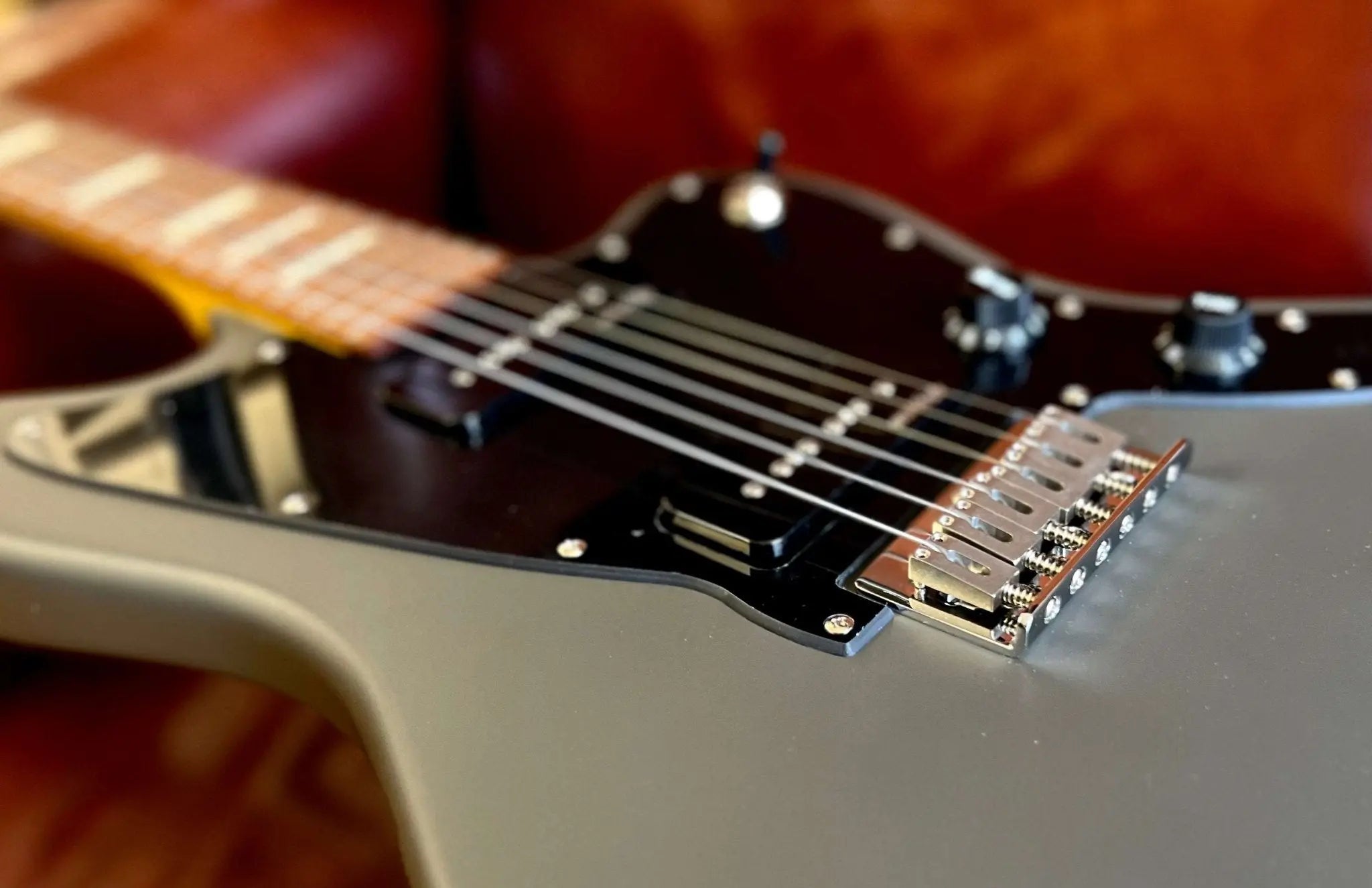 Vintage V65H GYReIssued Hard Tail Electric Guitar ~ Satin Grey - Richards Guitars Of Stratford Upon Avon