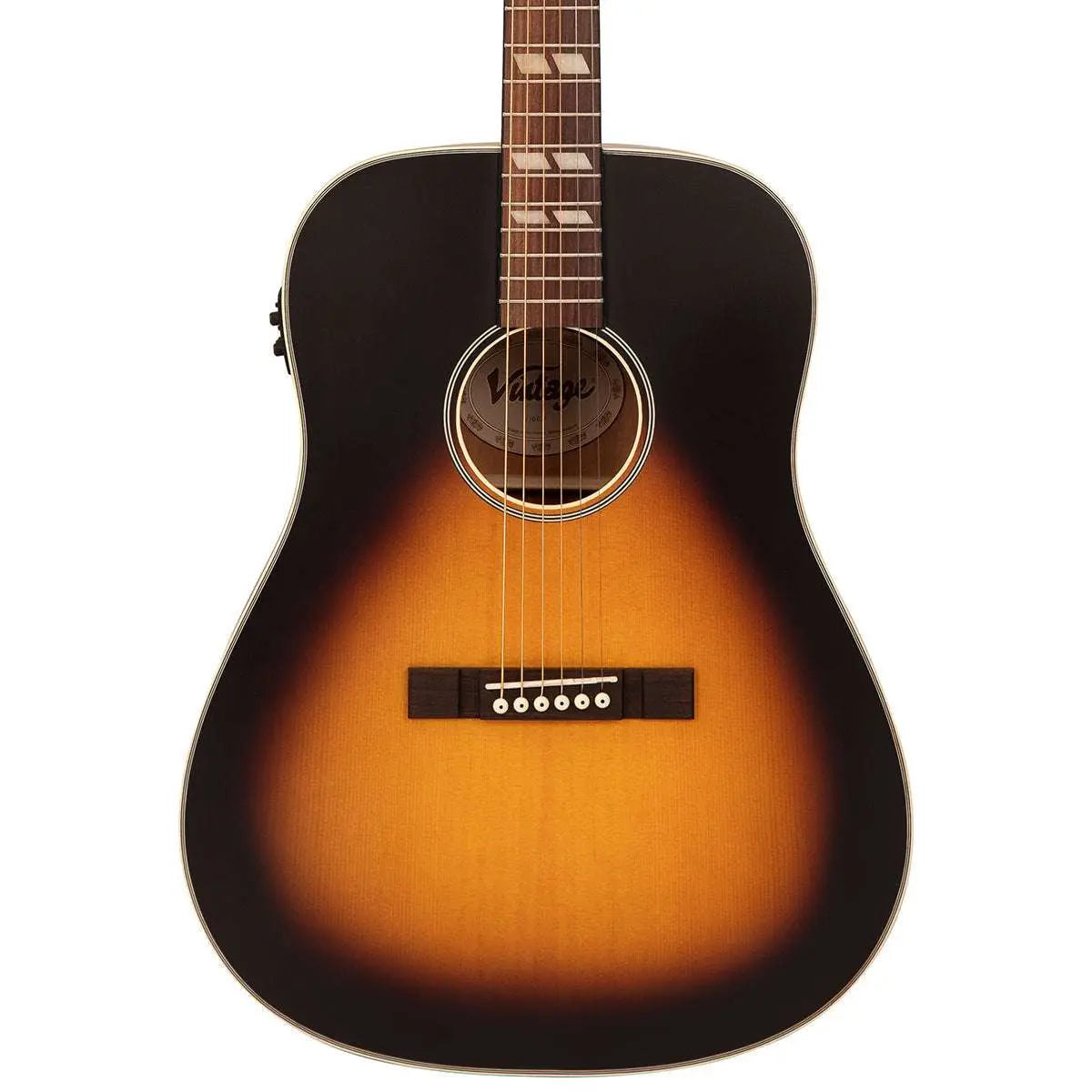 Vintage VE140VSB Historic Series 'Dreadnought' Electro - Acoustic Guitar ~ Vintage Sunburst - Richards Guitars Of Stratford Upon Avon