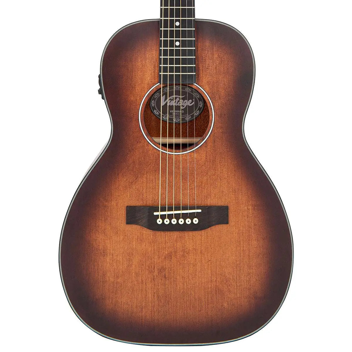 Vintage VE1800AQ Stage Series 'Parlour' Electro - Acoustic Guitar ~ Antiqued - Richards Guitars Of Stratford Upon Avon