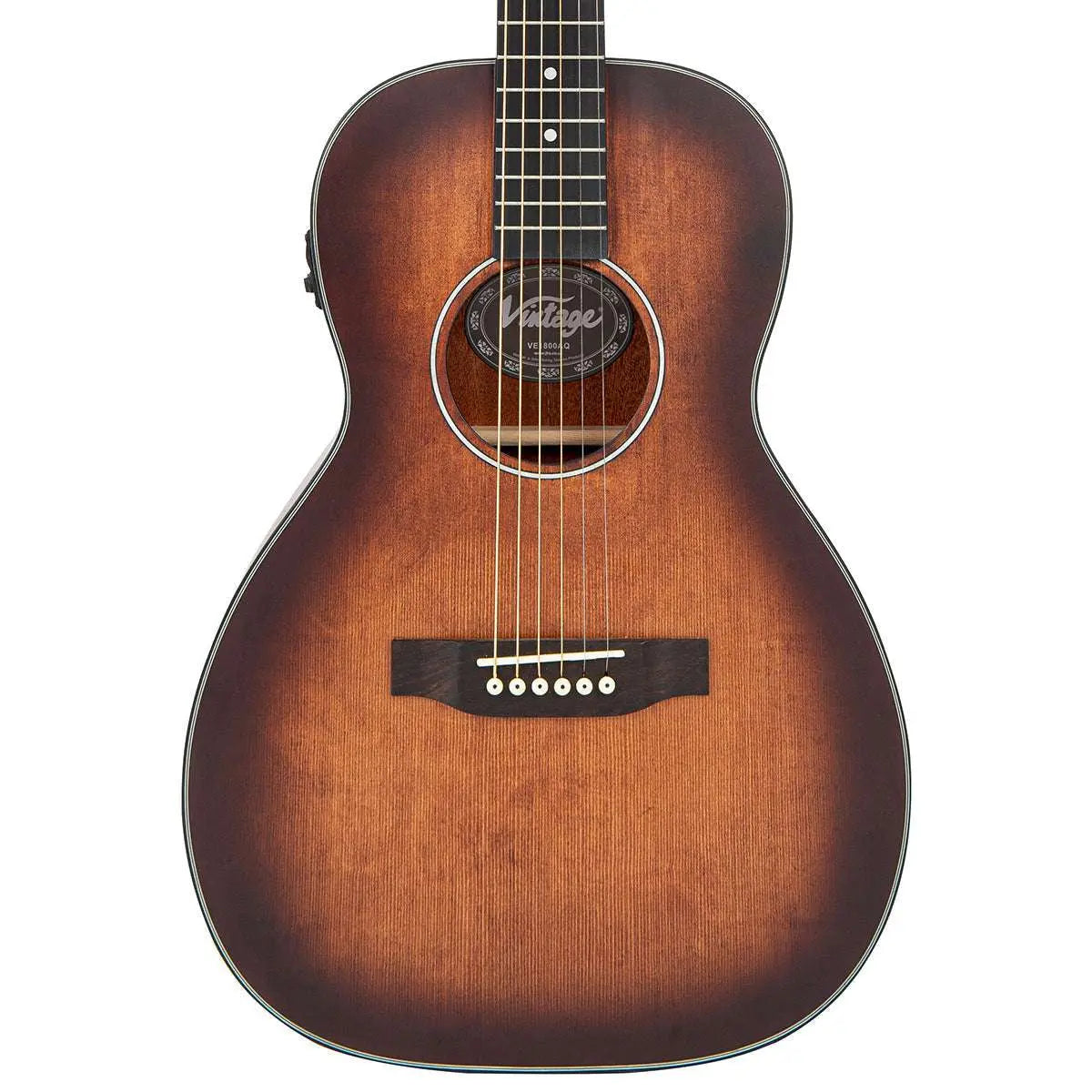 Vintage VE1800AQ Stage Series 'Parlour' Electro - Acoustic Guitar ~ Antiqued - Richards Guitars Of Stratford Upon Avon