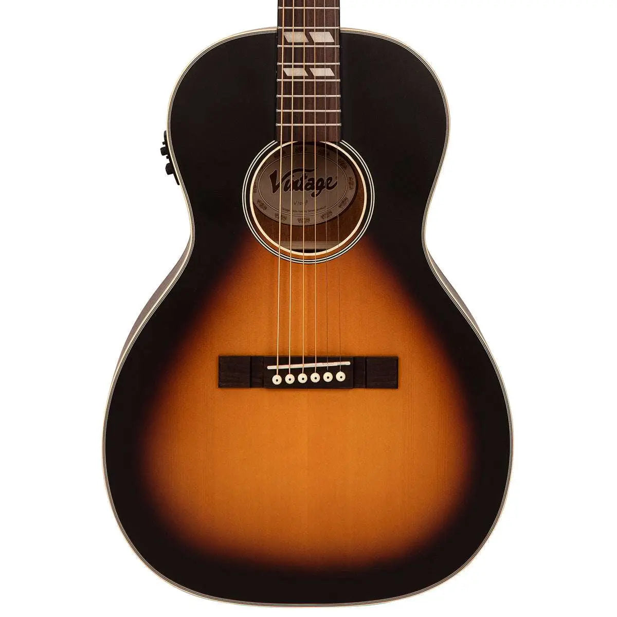 Vintage VE180VSB Historic Series 'Parlour' Electro - Acoustic Guitar ~ Vintage Sunburst - Richards Guitars Of Stratford Upon Avon
