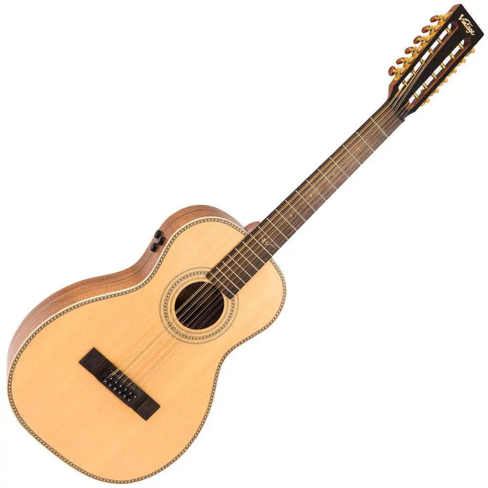 Vintage VE880PB - 12 Paul Brett Signature 12 - String Electro - Acoustic ~ Natural - Richards Guitars Of Stratford Upon Avon