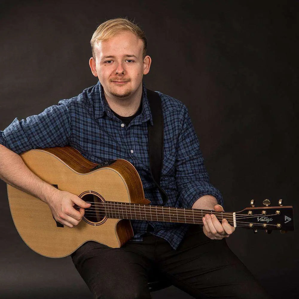 Vintage VGA900RE 'Virtuoso' Electro - Acoustic Folk Guitar ~ Rory Evans Natural - Richards Guitars Of Stratford Upon Avon