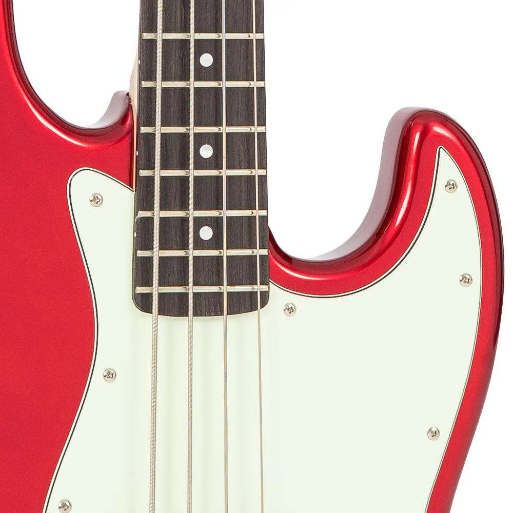Vintage VJ74 ReIssued Bass Guitar ~ Candy Apple Red - Richards Guitars Of Stratford Upon Avon