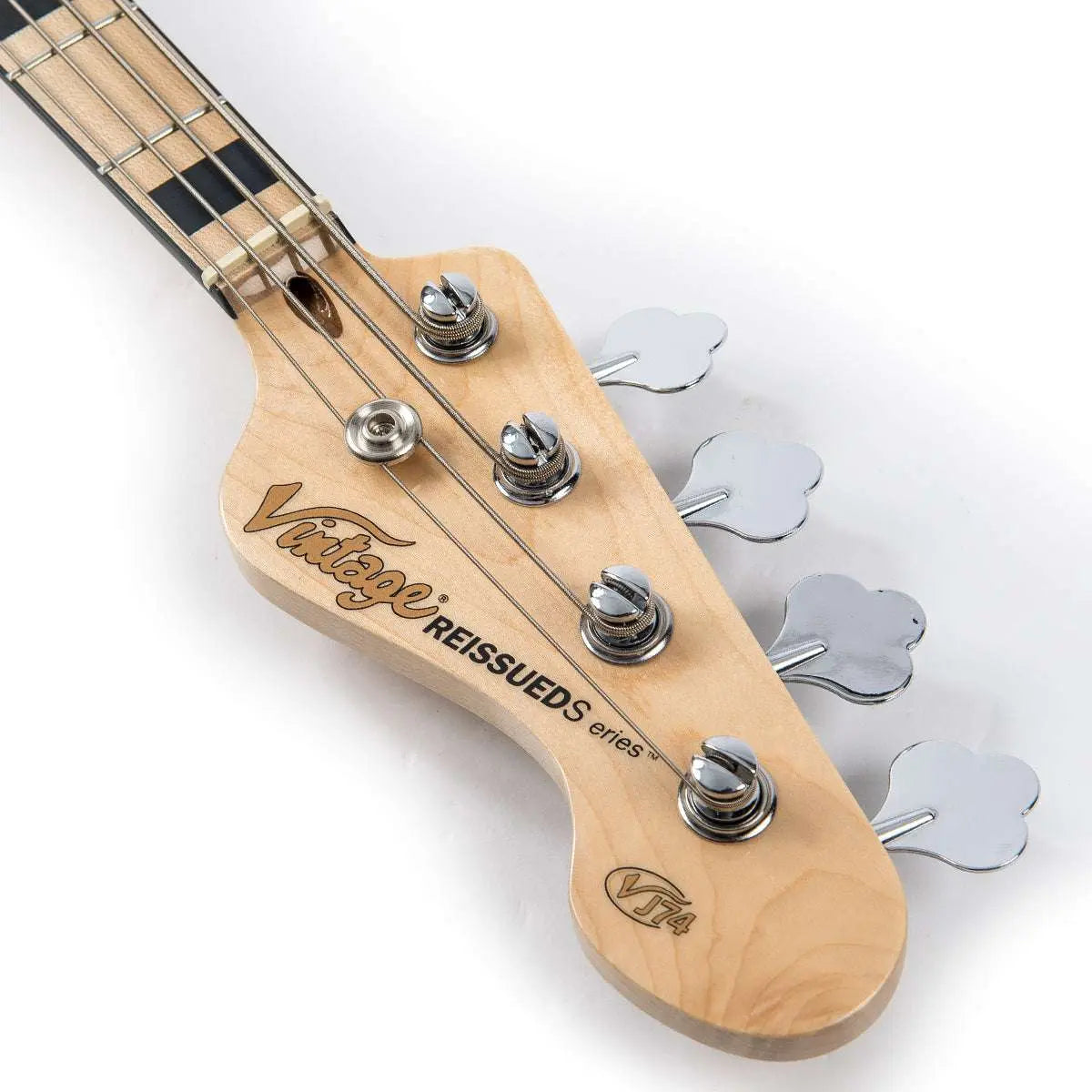 Vintage VJ74 ReIssued Maple Fingerboard Bass ~ Natural Ash - Richards Guitars Of Stratford Upon Avon