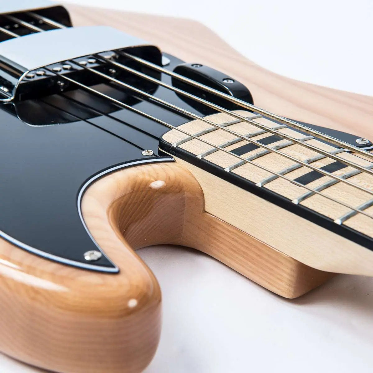 Vintage VJ74 ReIssued Maple Fingerboard Bass ~ Natural Ash - Richards Guitars Of Stratford Upon Avon