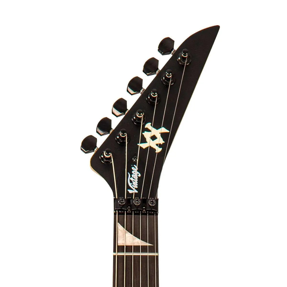 Vintage VMX Series Raider Electric Guitar ~ Satin Black - Richards Guitars Of Stratford Upon Avon