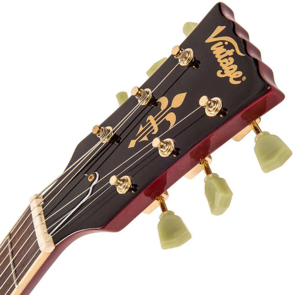 Vintage VS6 ReIssued Electric Guitar ~ Cherry Red/Gold Hardware - Richards Guitars Of Stratford Upon Avon